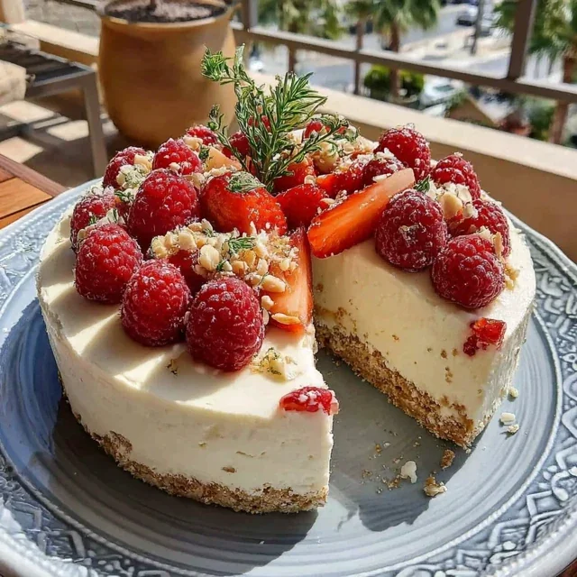 Cheesecake al Limone e Lamponi Senza Cottura
