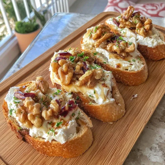 Crostini con Caprino, Miele e Noci