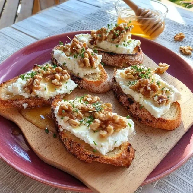 Crostini con Caprino, Miele e Noci