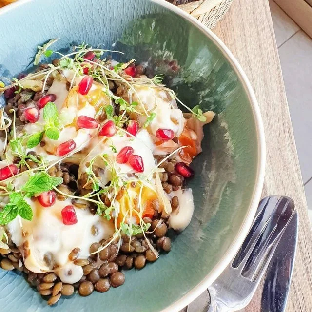 Refreshing Coral Lentil Salad with Mint and Pomegranate