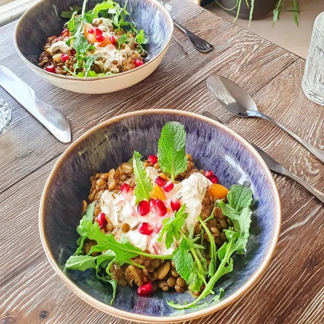 Refreshing Coral Lentil Salad with Mint and Pomegranate